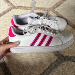 Adidas White and Pink Superstar Sneakers